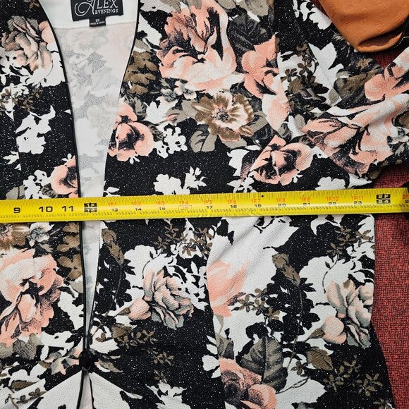 Alex Evenings Pink Floral Jacket 2 Piece Set 2X Glitter One Button Pleats Formal - Picture 6 of 12